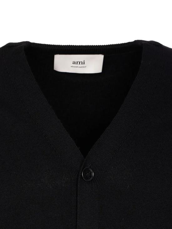25FW 아미 ADC 울 V넥 가디건 HKC361001 0180 Black - AMI