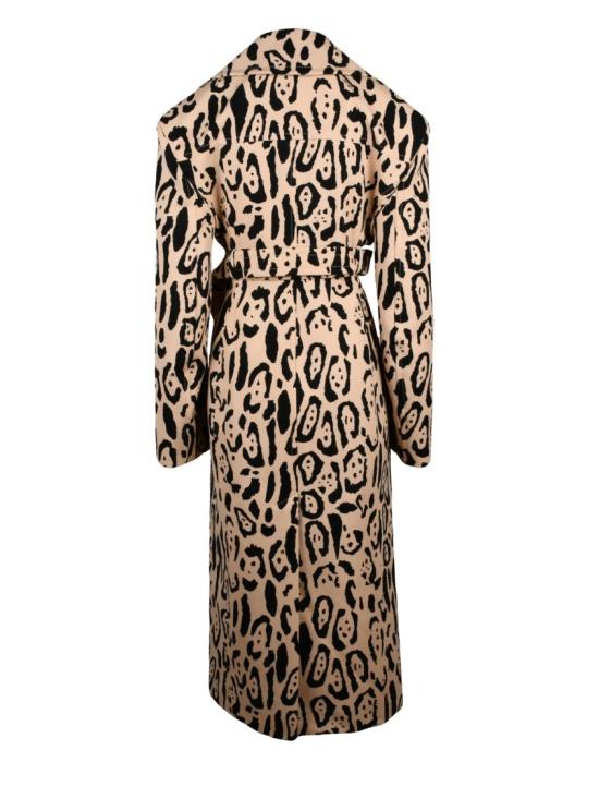 25FW 스포트막스 코트 안감이 있는 더블 브레스트 애니멀 프린트 트렌치 - SPORTMAX