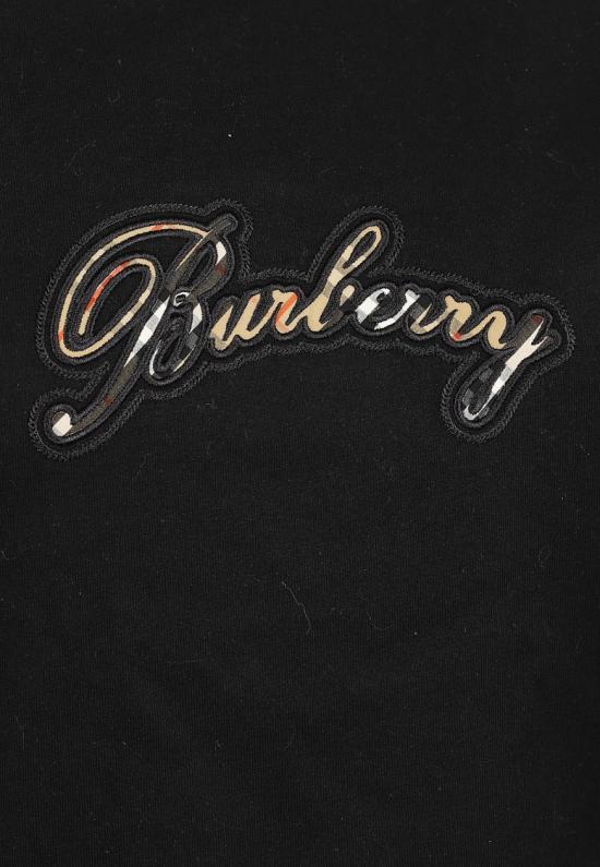 26FW 버버리 체크 커시브 로고 코튼 티셔츠 8120772 Black - BURBERRY