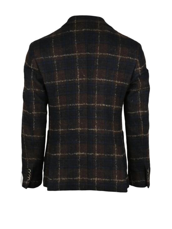 25FW 엘비엠 수트 자켓 클래식한 테일러드 실루엣과 질감 있는 체크 패턴이 돋보이는 울 혼방 재킷 - L.B.M.