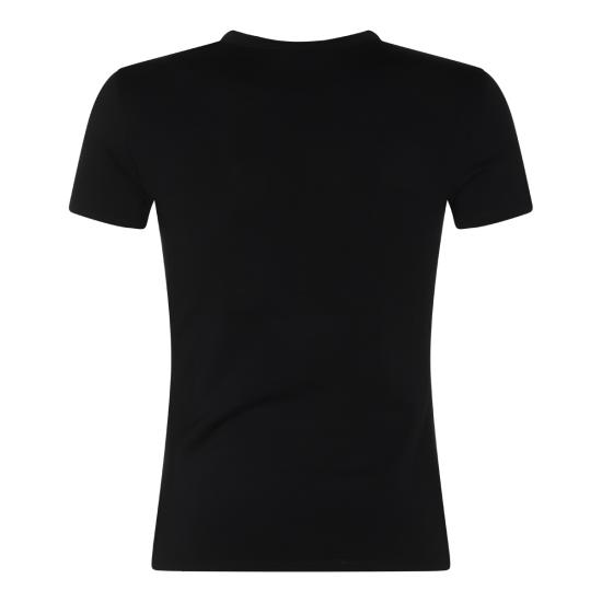 26FW 셀린느 리브드 코튼 저지 반팔 티셔츠 RX0SU3O24 38AW BLACK WHITE DOM - CELINE