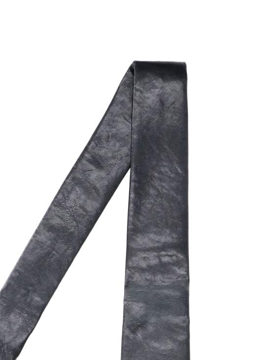 26FW 아워레가시 포인티드 팁 넥타이 A4248TBR BLACK REAL FAKE LEATHER - OUR LEGACY