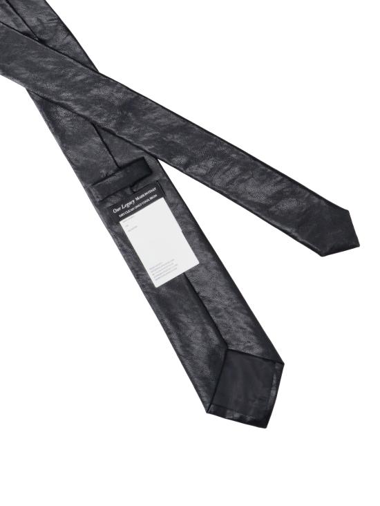 26FW 아워레가시 포인티드 팁 넥타이 A4248TBR BLACK REAL FAKE LEATHER - OUR LEGACY