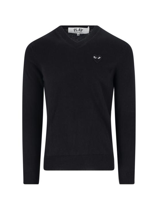 26FW 꼼데가르송 플레이 블랙 하트 브이넥 스웨터 AX N018 051 BLACK