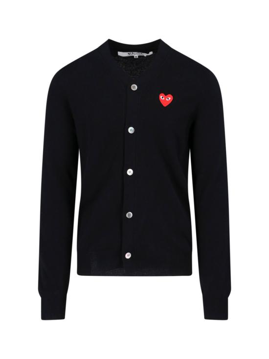 26FW 꼼데가르송 V넥 하트 와펜 가디건 AX N008 051 Black