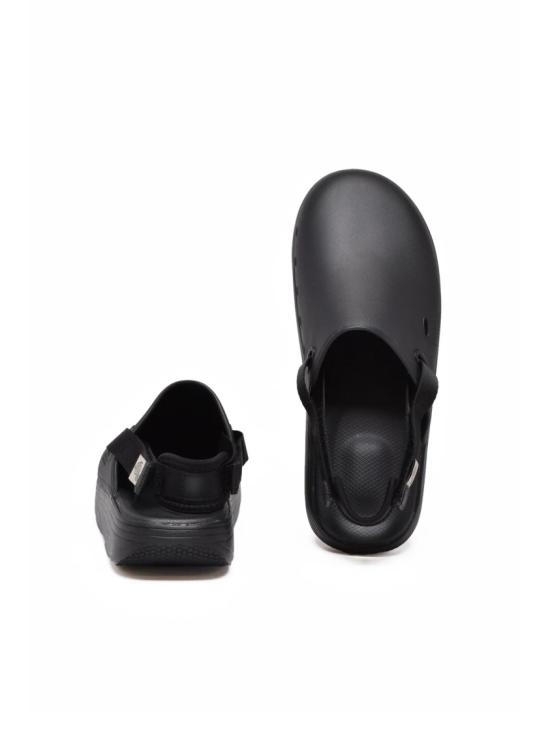 25FW 수이코크 샌들 검정색 앞코 막힘 조절 가능한 고무 샌들 - SUICOKE