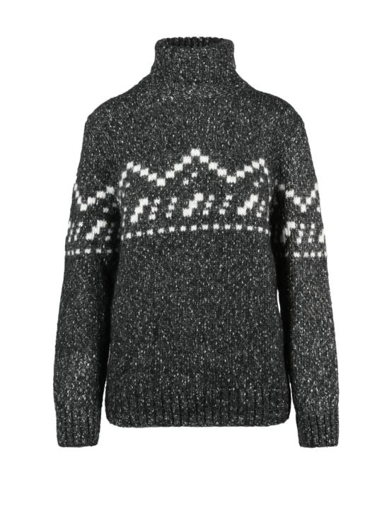 25FW Officina Filati 니트웨어 질감 있는 니트와 기하학적 패턴이 돋보이는 하이넥 스웨터 - OTHER BRANDS