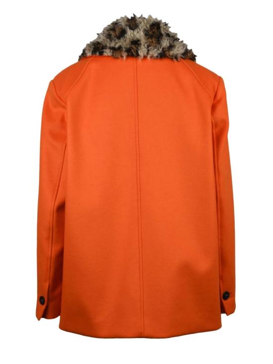 25FW 엠에스지엠 코트 탈부착 가능한 플러시 칼라가 있는 긴 버진 울 및 폴리아미드 혼방 코트 - MSGM