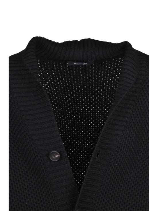25FW 딸리아토레 니트웨어 블랙 컬러의 질감 있는 버진 울 브이넥 가디건 - TAGLIATORE