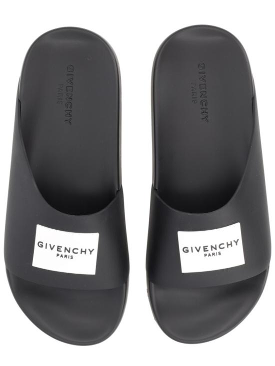  지방시 러버 라벨 슬라이드 뮬 BH302MH1XL 001 Black - GIVENCHY
