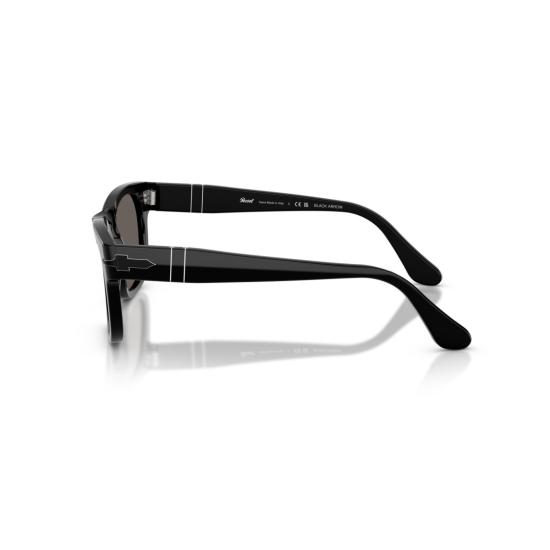 26SS 페르솔 선글라스 실버 액센트가 있는 직사각형 블랙 아세테이트 - PERSOL
