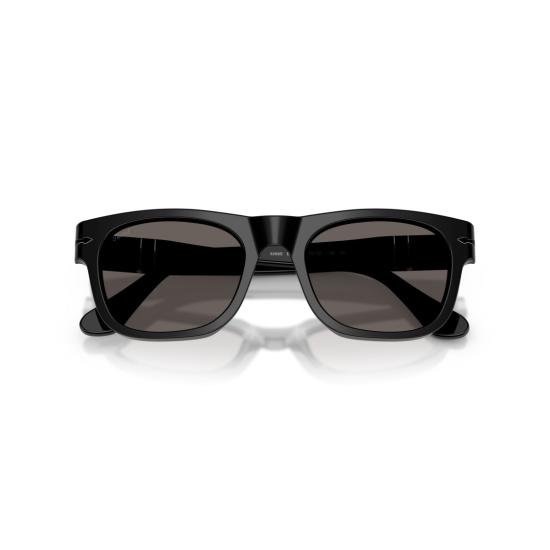 26SS 페르솔 선글라스 실버 액센트가 있는 직사각형 블랙 아세테이트 - PERSOL