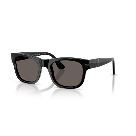 26SS 페르솔 선글라스 실버 액센트가 있는 직사각형 블랙 아세테이트 - PERSOL