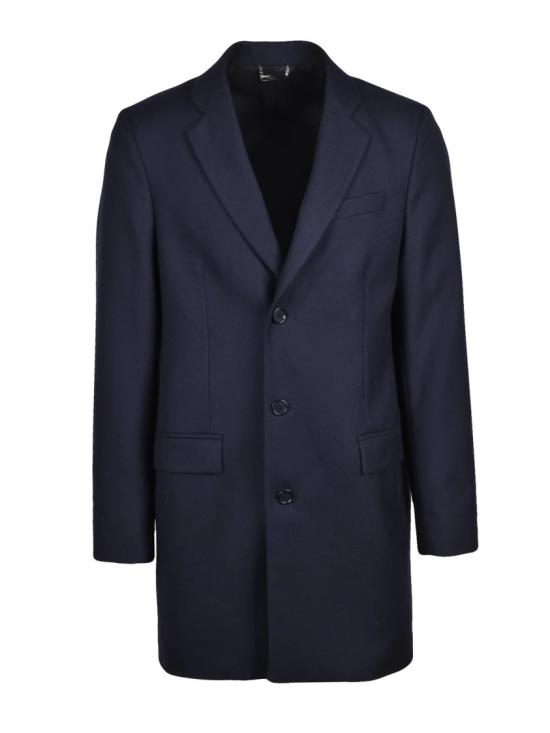 25FW 돌체앤가바나 코트 클래식한 라펠이 돋보이는 구조적인 블루 버진 울 소재의 D&G 코트