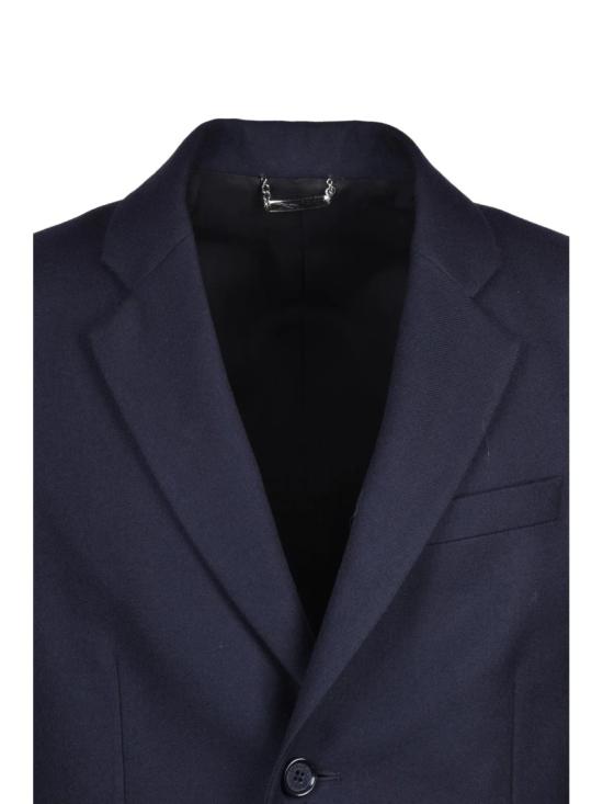 25FW 돌체앤가바나 코트 클래식한 라펠이 돋보이는 구조적인 블루 버진 울 소재의 D&G 코트 - DOLCE & GABBANA