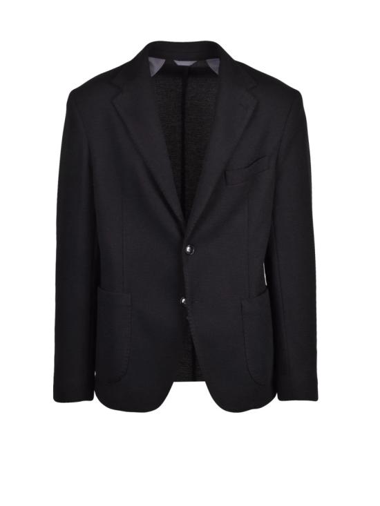 25FW Out/Fit 수트 자켓 블랙 니트 폴리에스터 혼방 블레이저