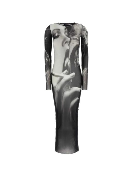 26FW 장 폴 고티에 미디 원피스 26 04 W DR191 M031P 000201 BLACK GREY WHITE