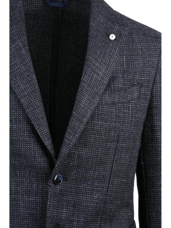 25FW 엘비엠 수트 자켓 질감이 있는 슬림핏 재킷, 노치 라펠 및 버튼 여밈 - L.B.M.