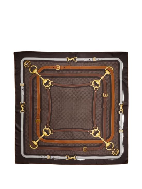 26FW 구찌 GG 자카드 울 실크 스카프 머플러 A007EA 3G0012100 DARK BROWN - GUCCI
