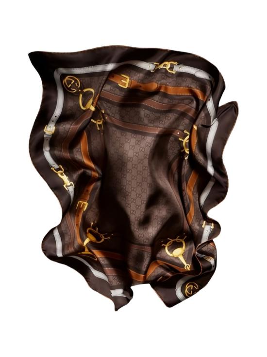 26FW 구찌 GG 자카드 울 실크 스카프 머플러 A007EA 3G0012100 DARK BROWN - GUCCI