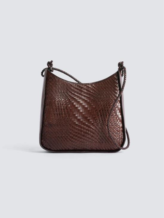 26FW 드래곤디퓨전 숄더백 Pelle Glendhu Optical Weave Marrone 소재의 Borsa Hobo Intrecciata
