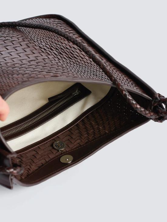 26FW 드래곤디퓨전 숄더백 Pelle Glendhu Optical Weave Marrone 소재의 Borsa Hobo Intrecciata - DRAGON DIFFUSION