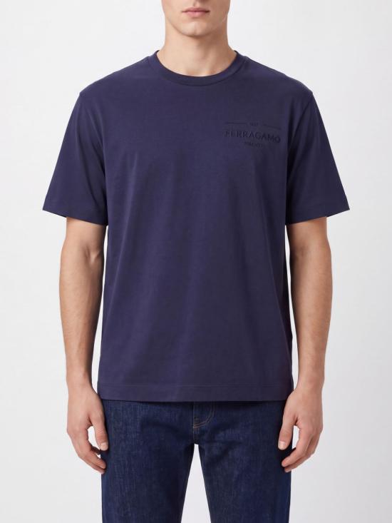26FW 살바토레 페라가모 반팔 티셔츠 796592 001 Navy