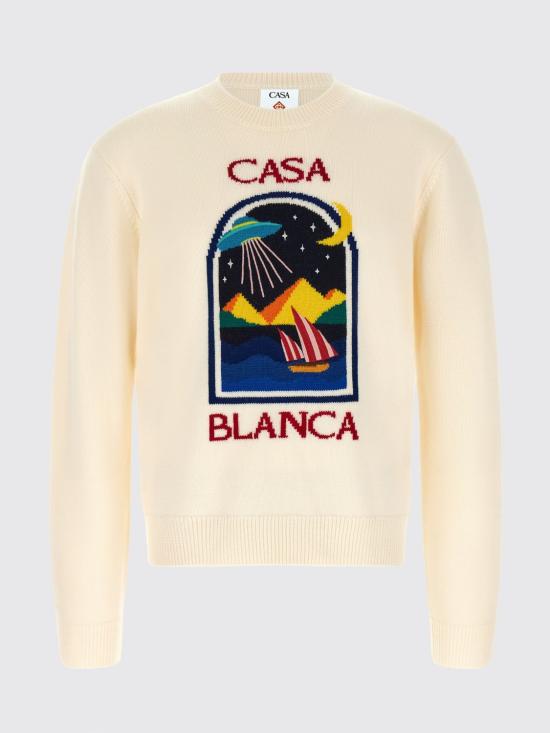 26FW 카사블랑카 스웨터 MPF26KW1431 01 Yellow Cream - CASABLANCA