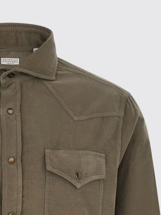 26FW 브루넬로 쿠치넬리 긴팔 셔츠 ML6884008 C6070 Green - BRUNELLO CUCINELLI