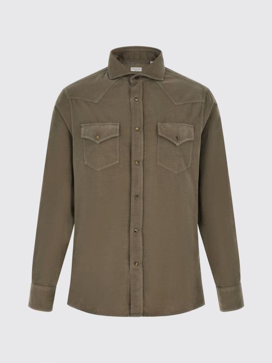26FW 브루넬로 쿠치넬리 긴팔 셔츠 ML6884008 C6070 Green - BRUNELLO CUCINELLI
