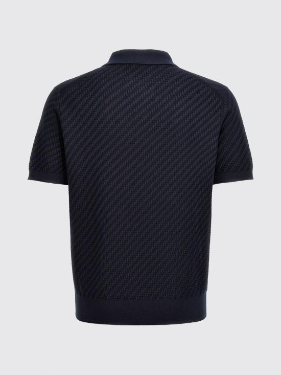 26FW 브리오니 코튼 실크 캐시미어 트라마 위브 폴로 셔츠 UMR20OPAK22 4200 Navy - BRIONI