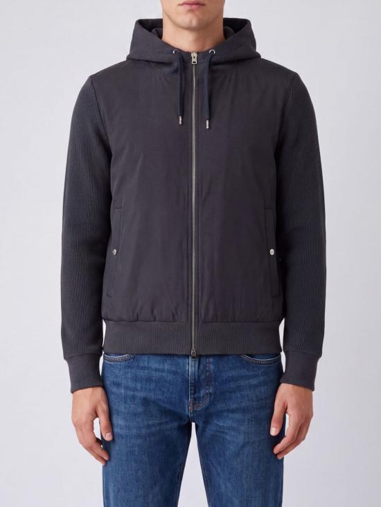 26FW 에르노 니트 이펙트 인터록 & 포넨테 트래블 나일론 후드 집업 JC00021UR56020 9200 Blue