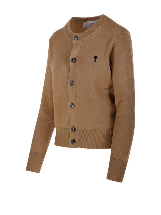 26FW 아미 크루넥 울 가디건 FKC361 001 A335 CAMEL CHINE NOIR - AMI