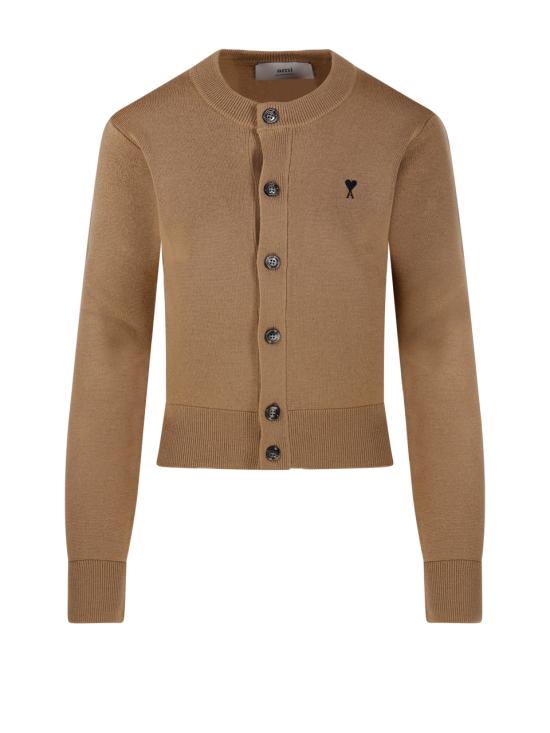 26FW 아미 크루넥 울 가디건 FKC361 001 A335 CAMEL CHINE NOIR