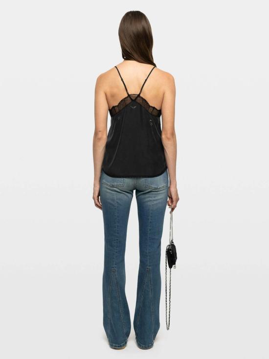  자딕앤볼테르 캐미솔 Zadig & Voltaire 크리스티 실크 스트라스  블랙 - ZADIG & VOLTAIRE