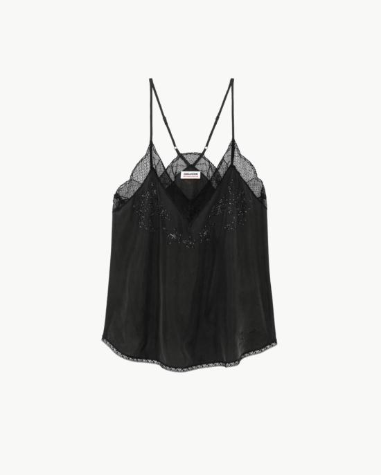  자딕앤볼테르 캐미솔 Zadig & Voltaire 크리스티 실크 스트라스  블랙