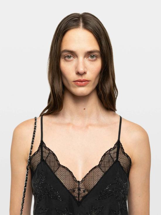  자딕앤볼테르 캐미솔 Zadig & Voltaire 크리스티 실크 스트라스  블랙 - ZADIG & VOLTAIRE