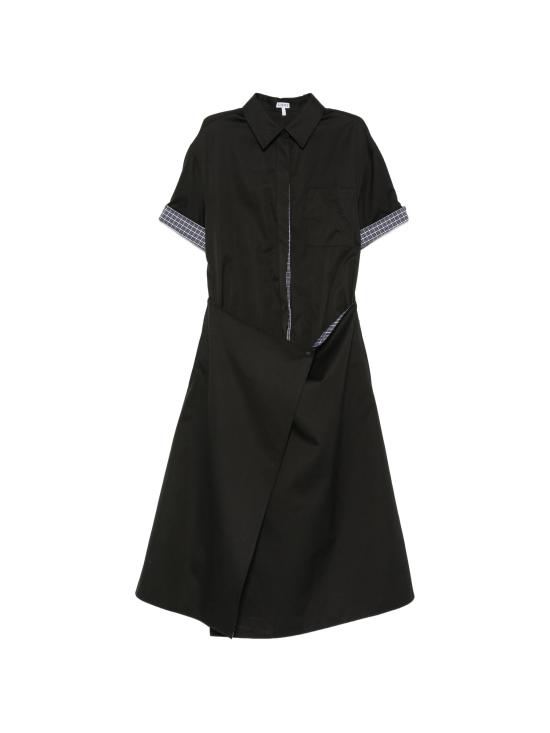 26FW 로에베 비대칭 드레이프 미디 원피스 S359Y09XLUCO 1100 BLACK