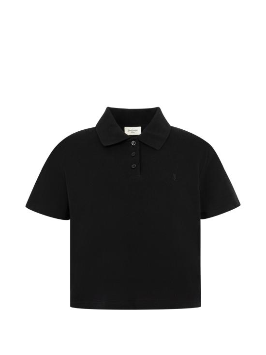 26FW 생로랑 폴로 티셔츠 A003I4Y38EK 1000 BLACK