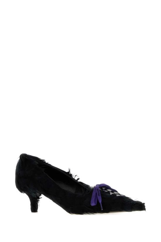 26FW 프라다 피더 장식 새틴 펌프스 힐 1I615OFA055C1Q F0002 BLACK - PRADA