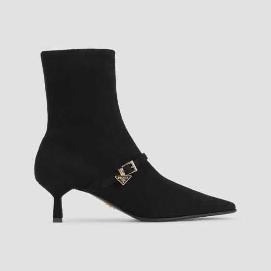 26FW 프라다 나파 레더 미드힐 부츠 1U648OF055L66 F0002 BLACK - PRADA