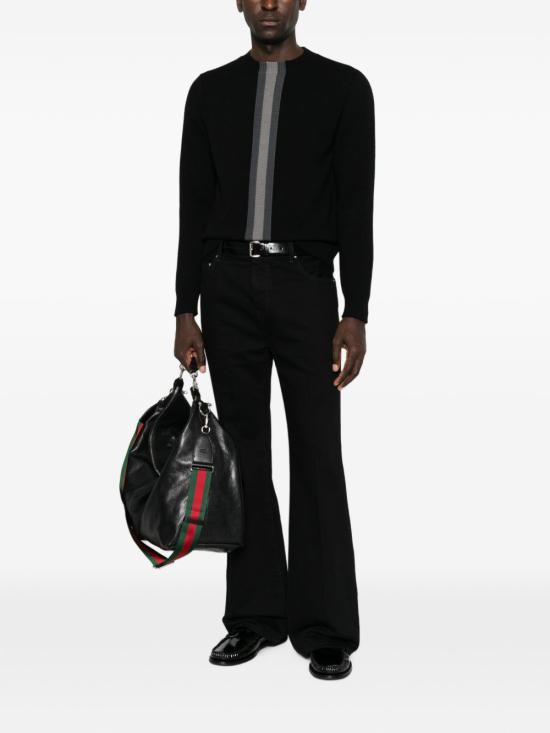 26FW 구찌 스트라이프 디테일 크루넥 울 스웨터 864572XKFG61062 BLACK - GUCCI