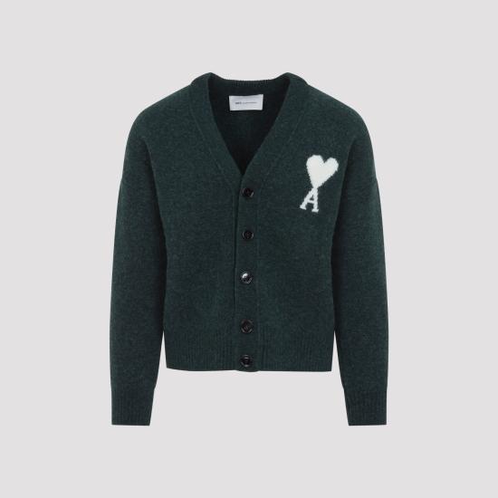 26FW 아미 빅 하트 로고 알파카 니트 가디건 UKC365KN0135 A279 GREEN - AMI