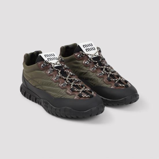 26FW 미우미우 타이어 테크니컬 레더 스니커즈 5E760EF005FKS F0161 GREEN - MIU MIU