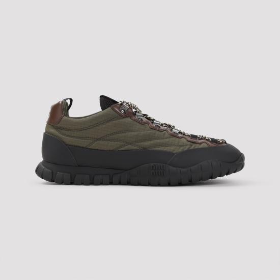 26FW 미우미우 타이어 테크니컬 레더 스니커즈 5E760EF005FKS F0161 GREEN - MIU MIU