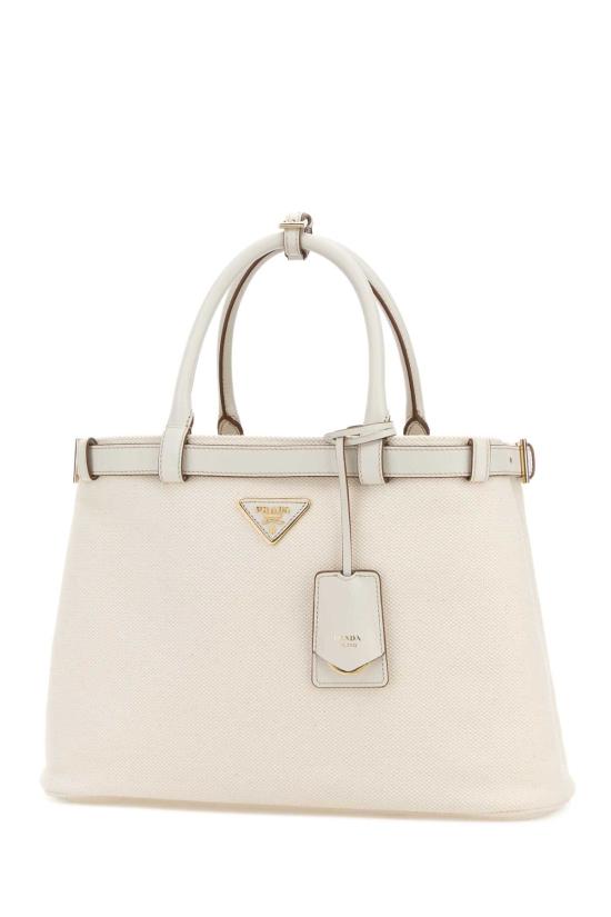 26FW 프라다 버클 미디엄 가죽 핸드백 1BA417VOYM2FPV F0009 WHITE - PRADA
