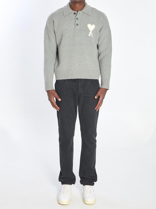 26FW 아미 ADC 알파카 폴로 스웨터 UPL408KN0135 058 GREY - AMI