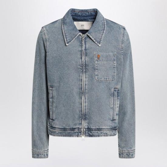 26FW 아미 스몰 하트 로고 코튼 지퍼 자켓 HJK835DE0046 480 BLEU USED