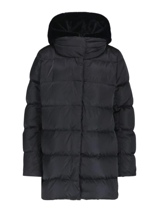 26FW 에르노 새틴 & 뉴 레이디 퍼 A셰이프 다운 자킷 PI001934D 12170Z9300 Black