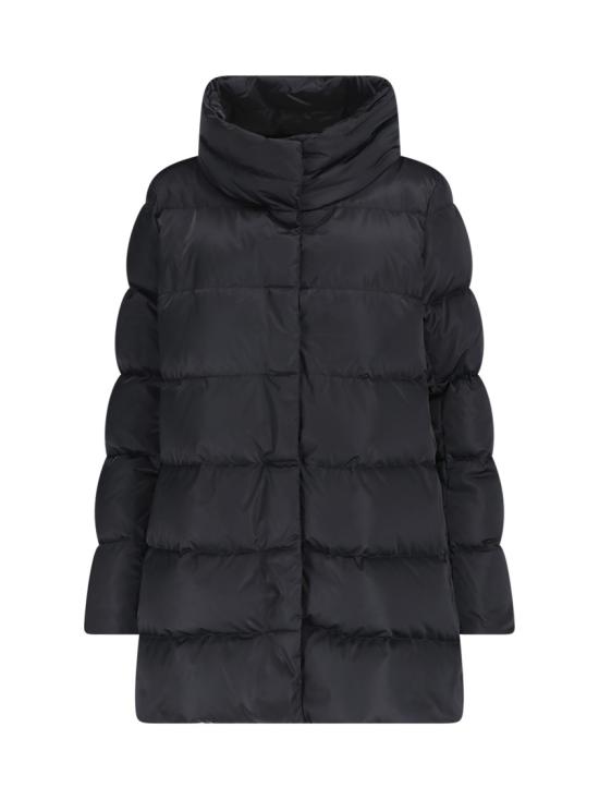 26FW 에르노 새틴 & 뉴 레이디 퍼 A셰이프 다운 자킷 PI001934D 12170Z9300 Black - HERNO